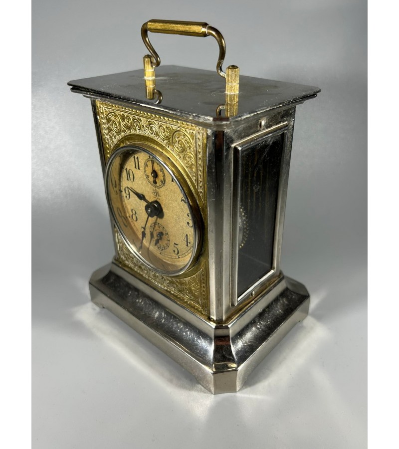 Laikrodis, žadintuvas Junghans, antikvarinis, kelioninis, karietos. Veikiantis, patikrintas laikrodininko. Kaina 158