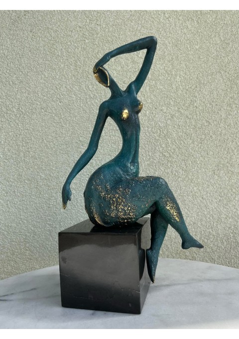 Statula bronzinė Modern abstract art stiliaus, erotinė, Sėdinti moteris. Autorius Max Milo. Gamintojas Fonderie Bords de Seine, Prancūzija. Kaina 338