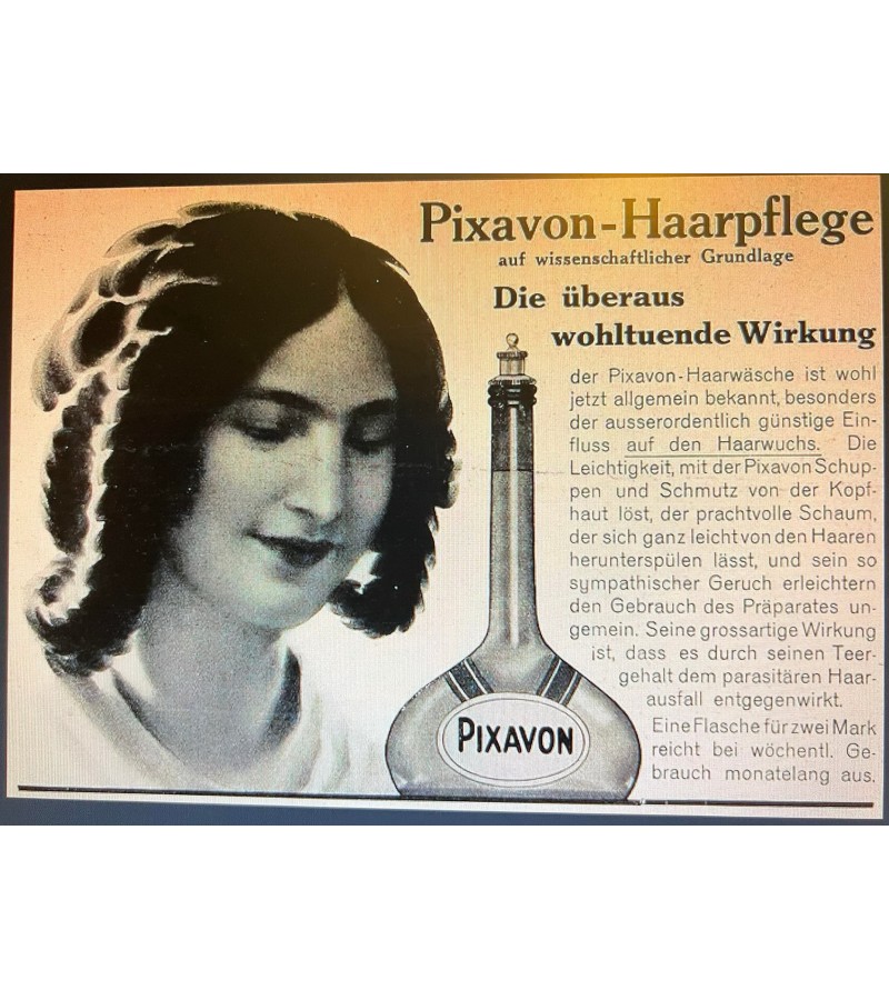 Buteliukas šampūno PIXAVON antikvarinis, Königsberg, Karaliaučius. 1914-1920 m. Kaina 42