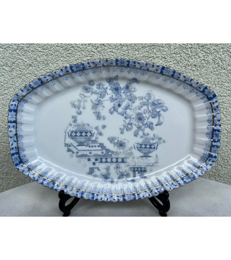 Lėkštė keturkampė, porcelianinė, antikvarinė Echt Tuppack China Blau Tiefenfurt. Kaina 38