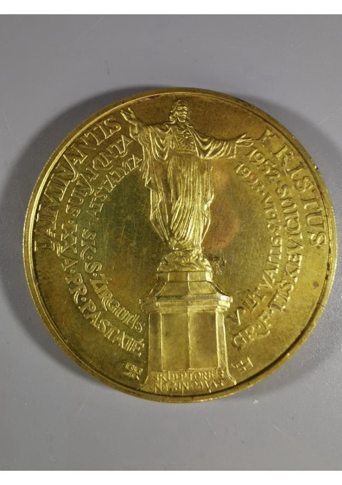 Medalis „Palanga – Laiminantis Kristus“  Žalvaris, kaltas, skersmuo 51 mm. Autorius P. Gintalas. 1993 m. Kaina 18