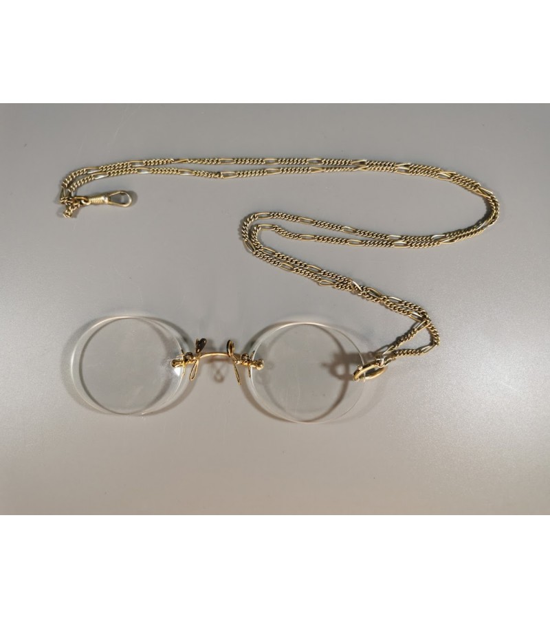 Pensne akiniai, antikvariniai, su grandinėle. Kaina 53