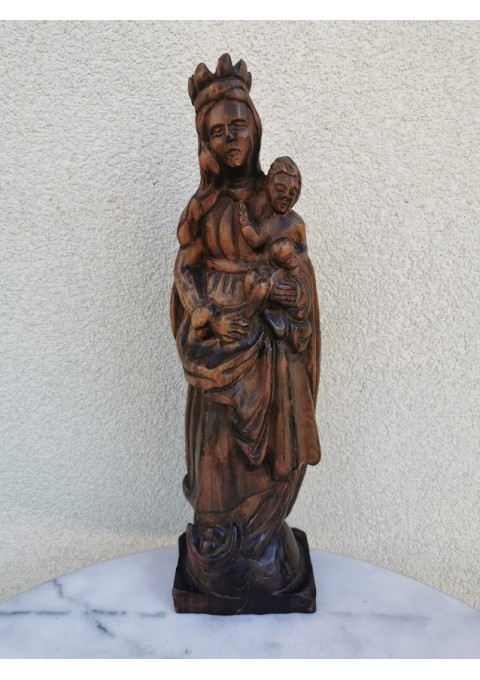 Statula medinė Šv. Marijos su kūdikėliu Jėzumi. Kaina 83