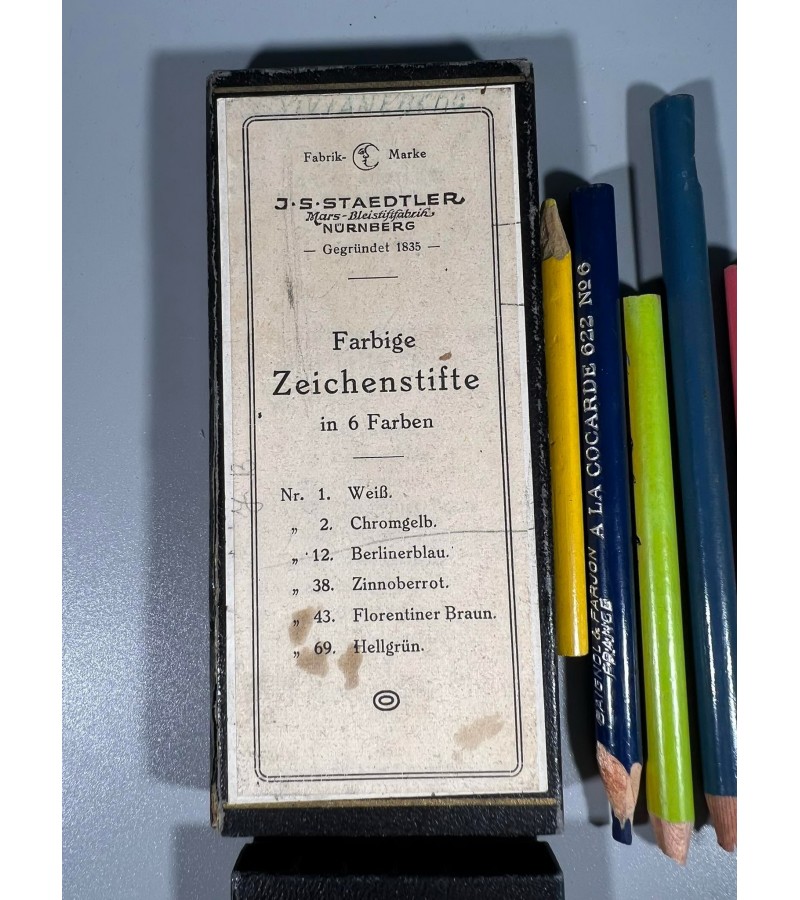 Pieštukų, dėžutė, vokiška, antikvarinė, J. S. Staedtler Mars Bleistift Fabrik Nürnberg. Gegründet 1835. Kaina 33