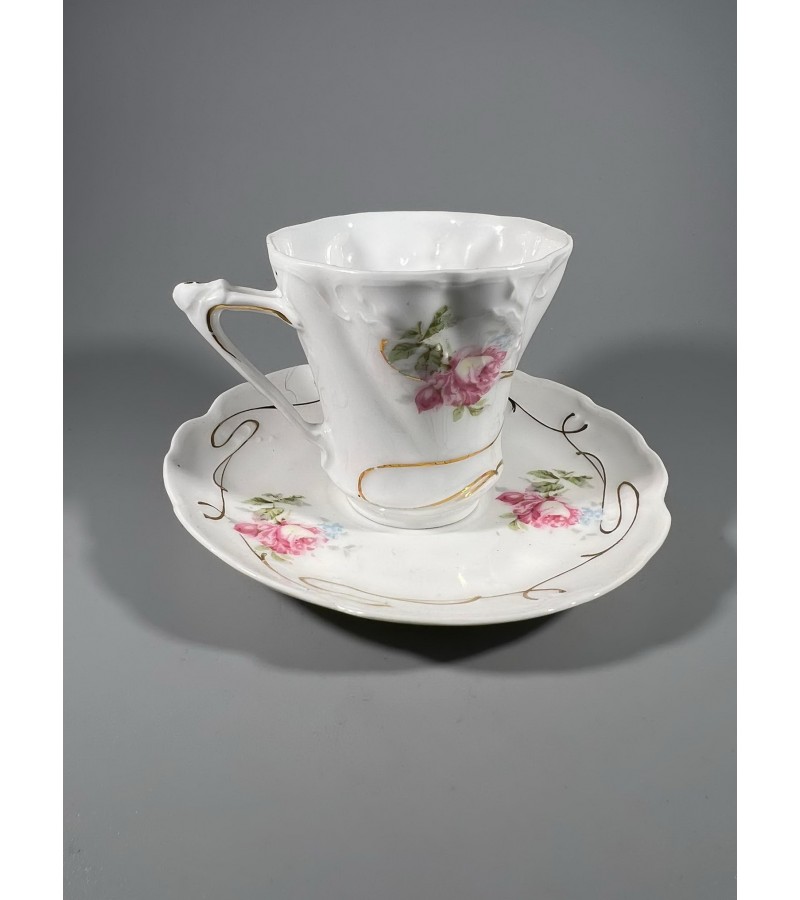 Puodelis su lėkštute porcelianiniai B.R.C. Rosenthal Viola 1896-1898 m. Kaina 48