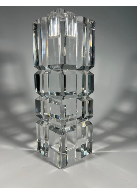 Žvakidė krištolinė (stiklinė) Mid-century modern stiliaus. Autorinė. Svoris 2 kg. Kaina 38