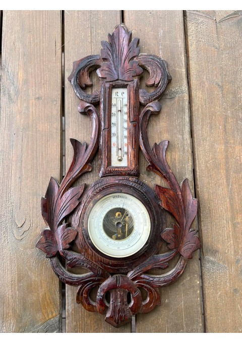 Barometras, termometras antikvarinis, galimai 1886 m. Veikiantis. Kaina 62