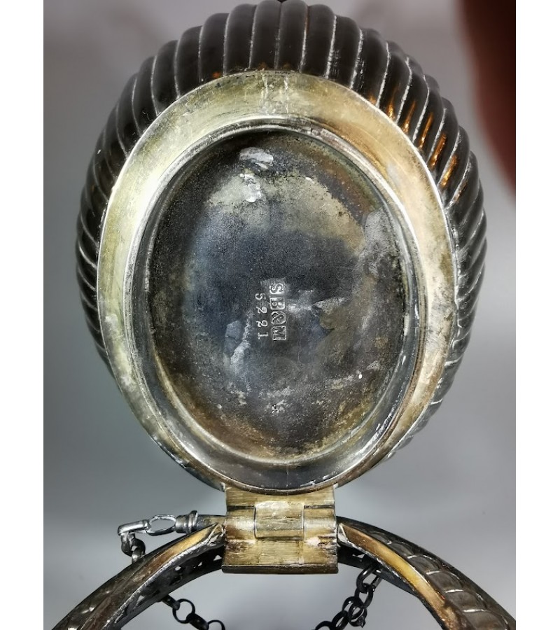 Arbatinukas, kavinukas sidabruotas su stovu antikvarinis. Anglija. Kaina 87