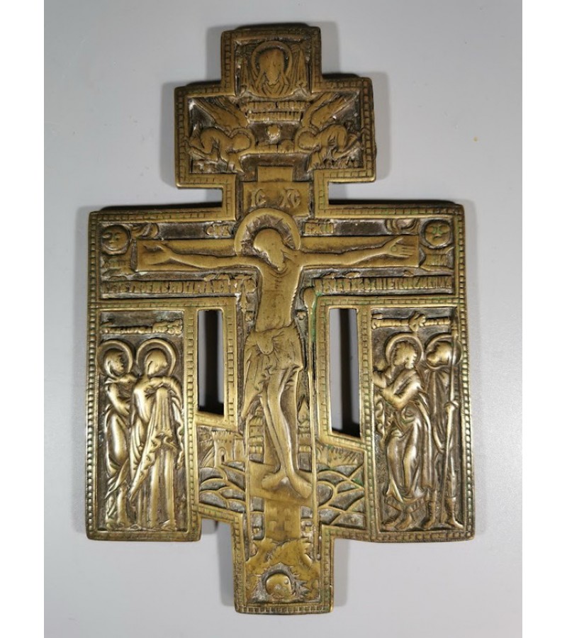 Kryžius stačiatikių, krikščionių ortodoksų, pravoslavų bronzinis, antikvarinis. Kaina 158