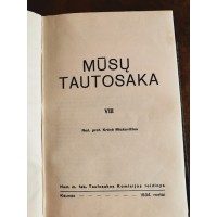 Knyga Mūsų tautosaka. VIII. Krėvė Mickevičius. 1934 m.  Kieti viršeliai. Kaina 26
