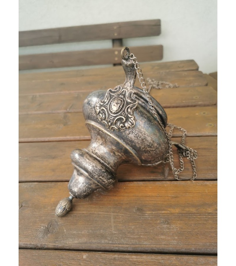 Lampada (icon lamp) antikvarinė, Norblin & Co Galw Warszawa. Carinės Rusijos imperijos laikų, sidabruota. Kaina 213