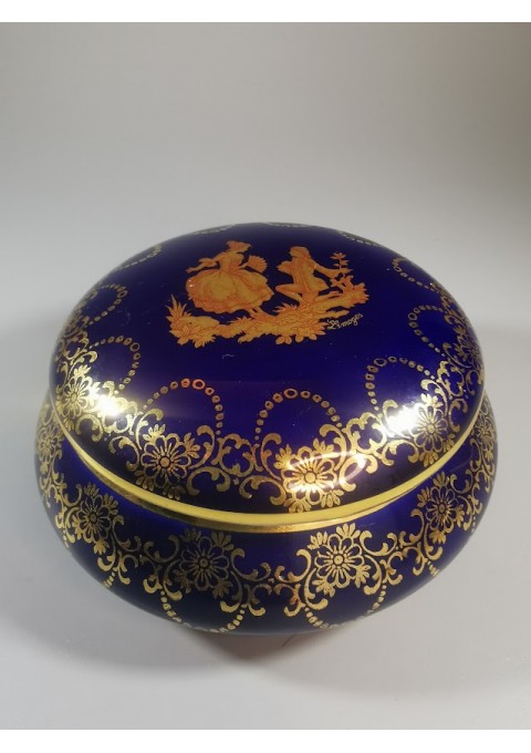 Dėžutė porcelianinė Fabrique et decore Limoges (France) kobalto spalvos. Kaina 38