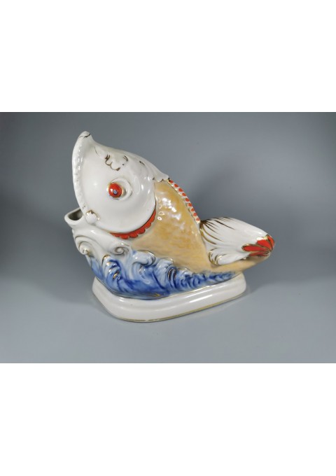 Statulėlė porcelianinė, servetėlių laikiklis - Žuvis. Korostno (Коростень) porceliano fabrikas, 1950-60 m. Kaina 36