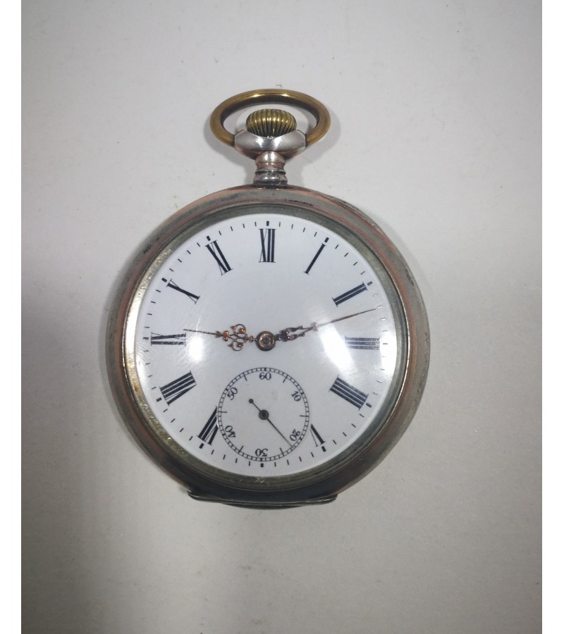 Laikrodis sidabrinis, antikvarinis, kišeninis SPIRAL BREQUET, Ancre 15 Rubis. Veikiantis. Kaina 87