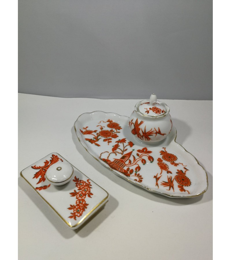 Rašalinė, raštinės rinkinys antikvarinis Beyer Bock Mikado porcelain. Vokietija. Kaina 28