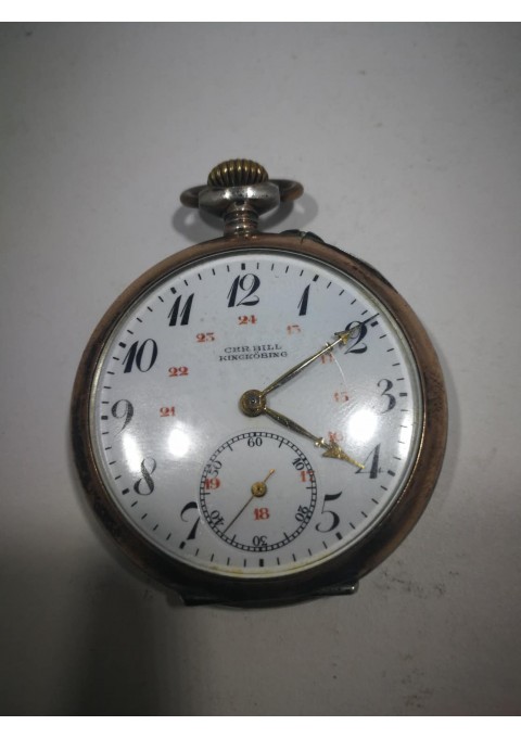 Laikrodis sidabrinis, antikvarinis, kišeninis CHR. BILL . Veikiantis. Kaina 83