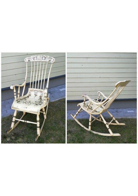 Supamas krėslas - kėdė, antikvarinis, šešiakojis, tapytas GUNGSTOL. Kaina 187