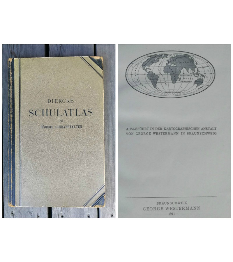 Antikvarinis, 1911 m. geografijos atlasas. Kaina 42