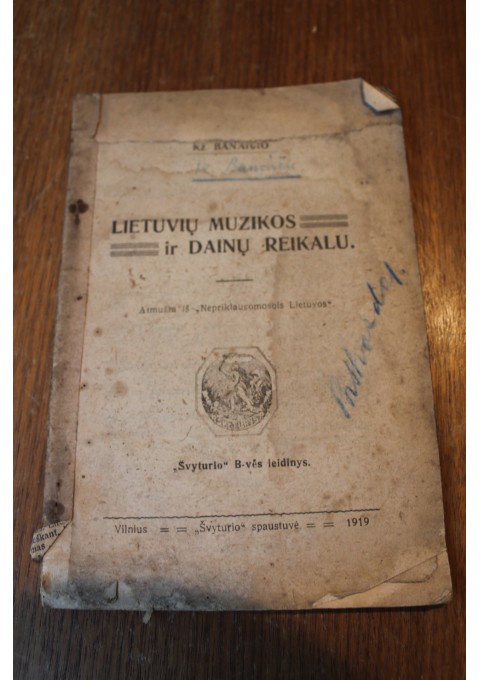 Brosiura Lietuvos muzikos ir dainu reikalu. 1919 m. Kaina 8