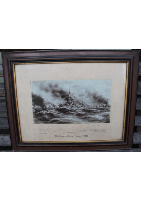 Vokieciu karo laivai, 1903 m.  Nuotrauka, paveikslas. Kaina 47
