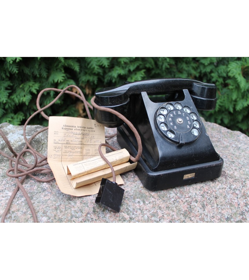 Telefonas sovietinis, tarybinių laikų VEF. Ryga, 1950 m. dokumentai. Kaina 93