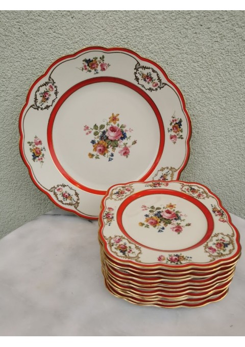Lėkštės porcelianinės, antikvarinės, didelė ir 6 mažesnės. Komplekto kaina 87