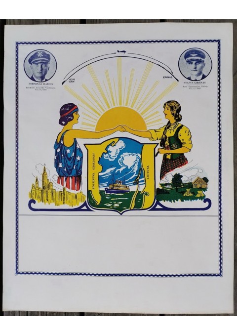 Plakatas tarpukario Darius ir Girėnas. Kaina 72