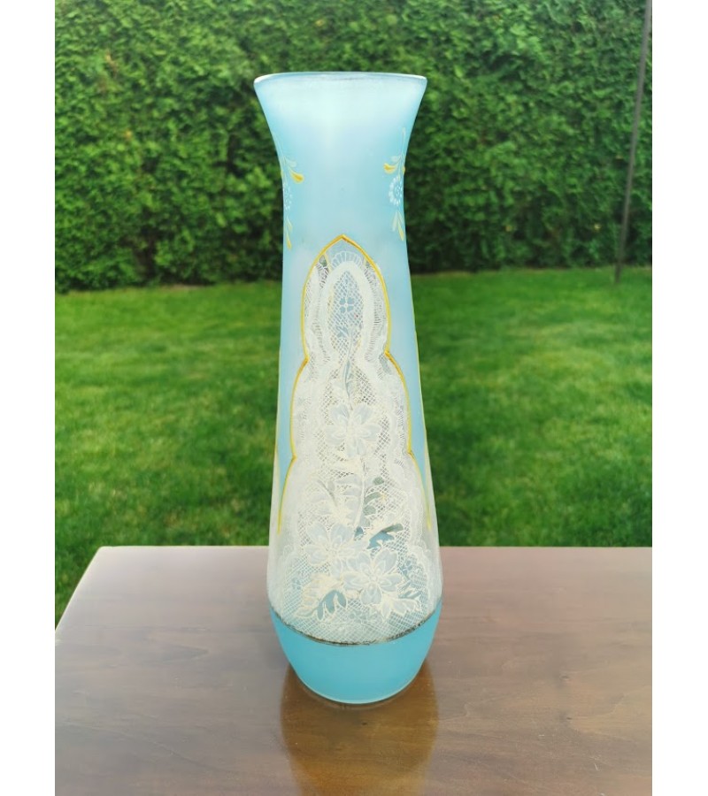 Vaza stiklinė, antikvarinė, tarpukario, 1920-30 m. Kaina 48