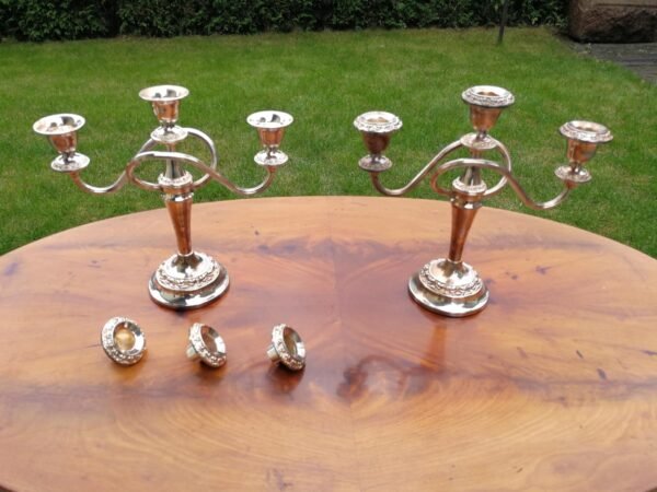 Žvakidės antikvarinės, pora. Nuimamais žvakių dėklais. Kaina 72 uz abi.