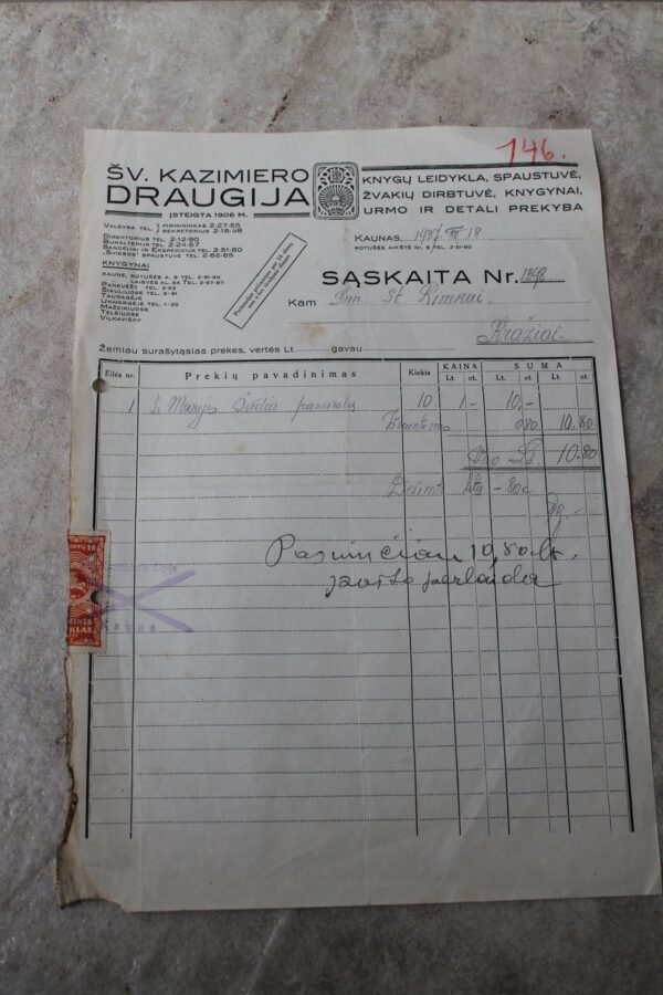 Prieskarinis dokumentas. Kaina 7 Eur.