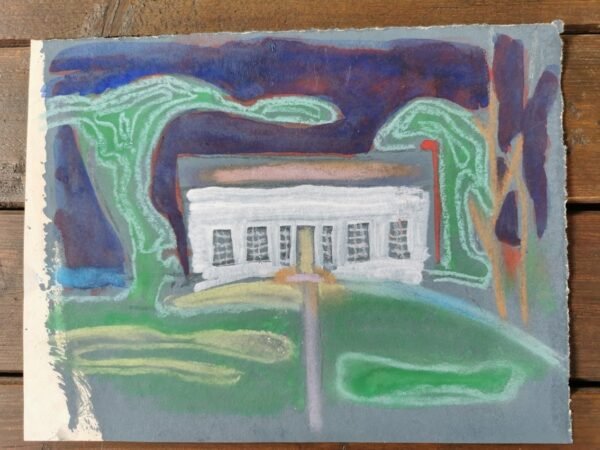 Paveikslas. Autorius Alfredas Kulpa-Kulpavičius (1923-2007) – išeivijos lietuvių architektas, tapytojas, architektūros mokslų daktaras. Popierius, mišri technika. Kaina 93