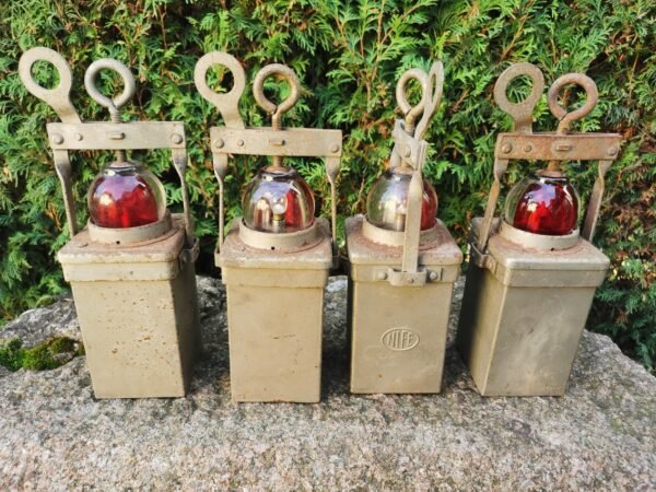 Žibintai NIFE, industriniai, nešiojami, akumuliatoriniai, šachtininkų. Anglija. 4 vnt. Kaina po 32