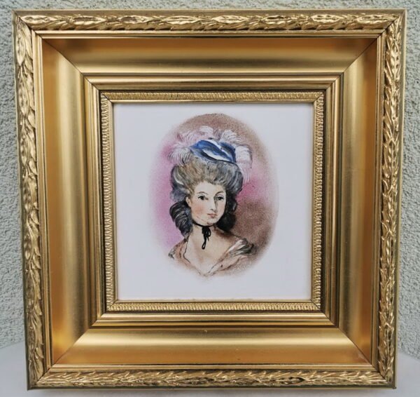 Paveikslėlis Dama keraminis, autorinis, mediniuose rėmuose. Kaina 43