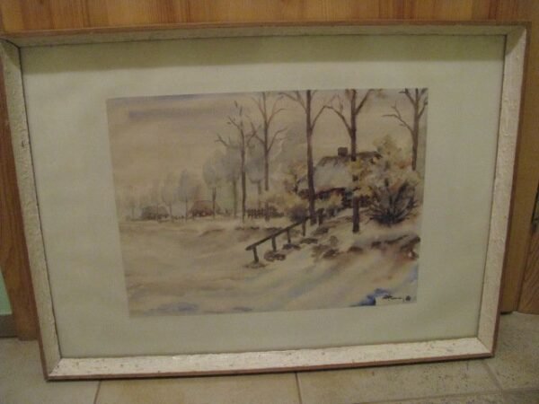 Paveikslas, lietuviška akvarelė. Kaina 32 Eur.