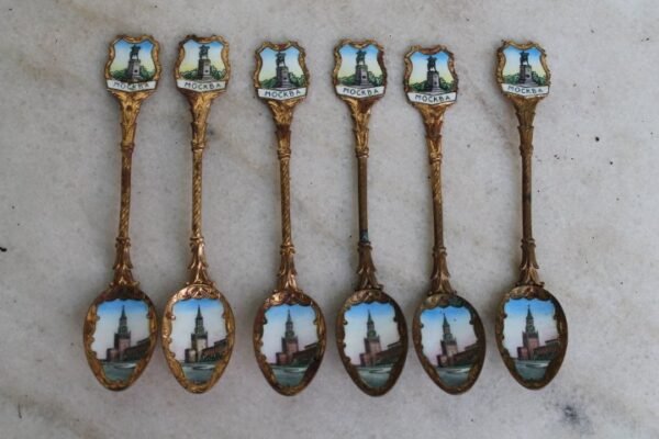 Šaukštelis kolekcinis, sovietinis, tarybinių laikų MOSKVA, MASKVA, suvenyrinis. 9 vnt. Kaina po 8