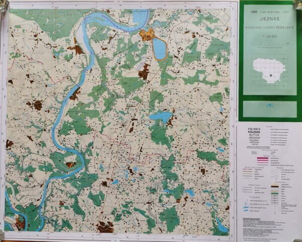 Žemėlapiai, 1998 m. Kosminio vaizdo žemėlapiai laminuoti, 1-as leidimas: Jieznas, Elektrėnai, Plateliai, Švenčionys, Arimonys. Kaina po 22