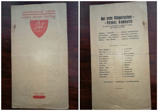 Kauno Didziojo teatro programa, 1942-1943 m. Kaina 5