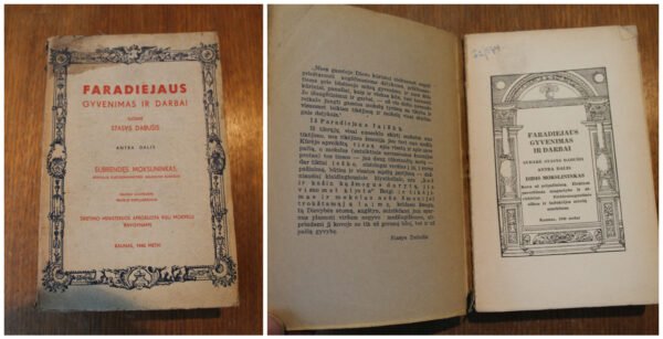 Knyga Faradiejaus gyvenimas ir darbai. I d. 1939 m. Kaina 16