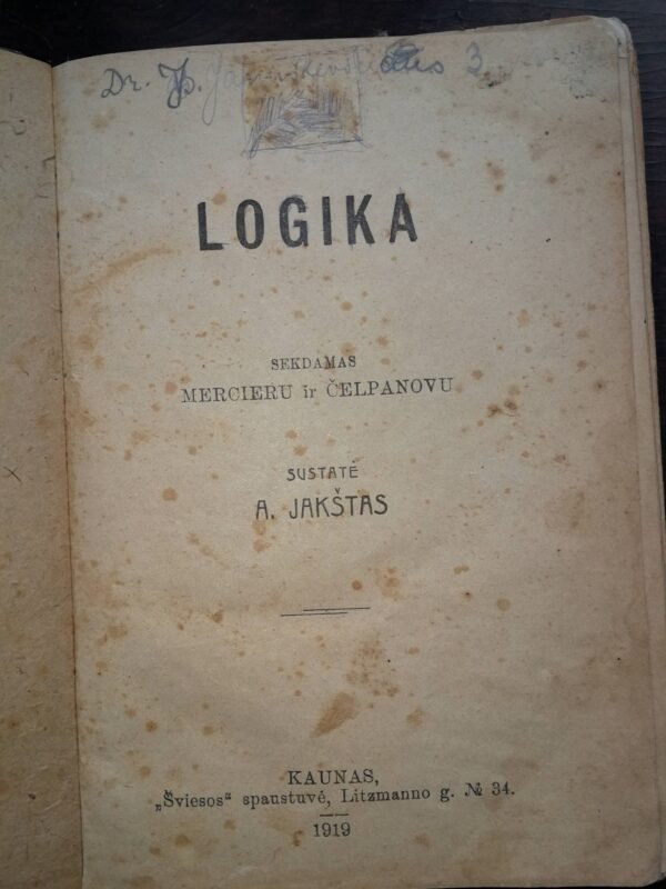 Logika. 1919 m. Kaina 21