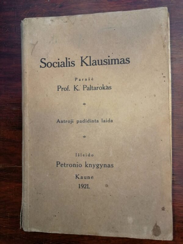 Socialis klausimas. 1921 m. Kaina 8