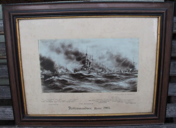 Vokieciu karo laivai, 1903 m.  Nuotrauka, paveikslas. Kaina 47