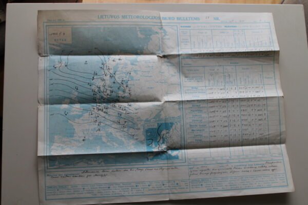 Lietuvos meteorologijos biuro biuletenis, 1938 m. Kaina 12 Eur.