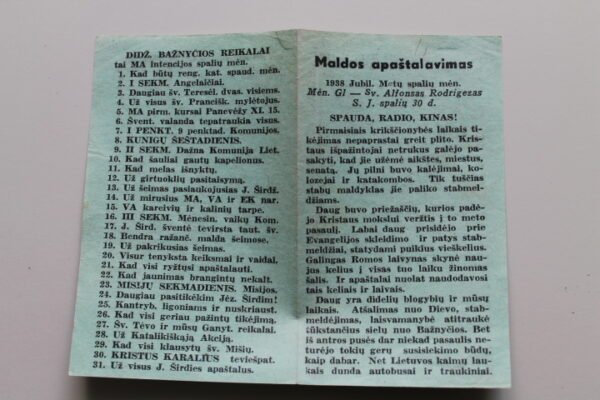 Pamokslo lapelis. Kaina 3 Eur.