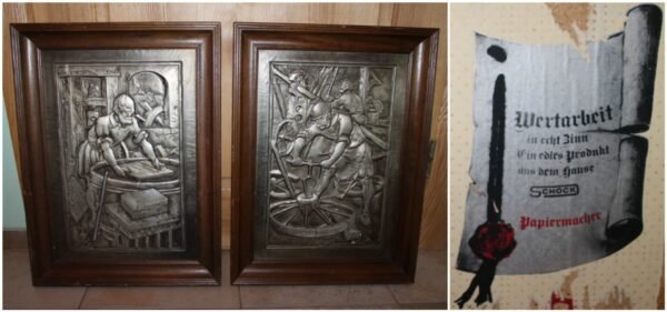 Du metaliniai paveikslai. 2 vnt. Kaina po 27