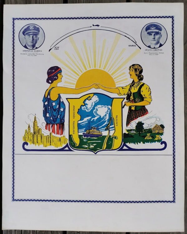 Plakatas tarpukario Darius ir Girėnas. Kaina 72