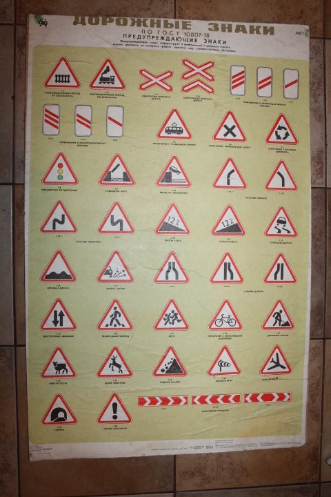 Plakatas Kelio ženklai sovietinis, tarybinių laikų. Kaina 12