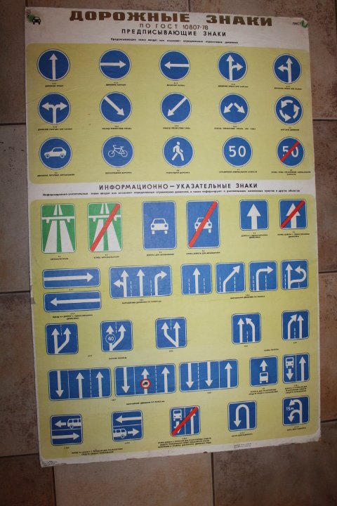 Plakatas Kelio ženklai sovietinis, tarybinių laikų. Kaina 12