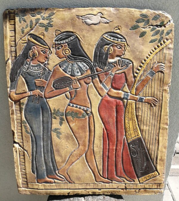 Bareljefas, plokštė sunki, didelė keraminė Egipto, paveikslas rytietiškais motyvais. Kaina 73