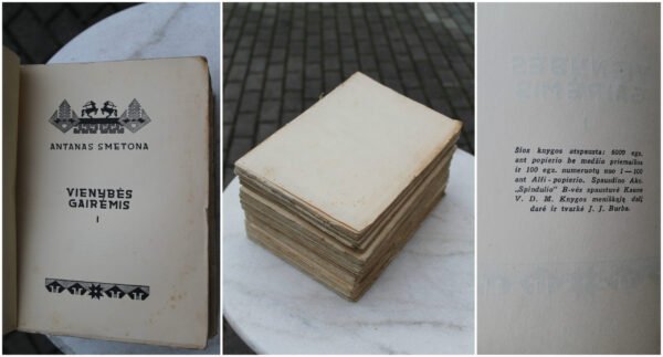 A. Smetona. Rastai 4 tomai: Vienybes gairemis, Sviesos takais, Atgimstant, Lietuviu santykiai su lenkais, Kaunas, 1930-1931 m. Kaina 82 uz visus.