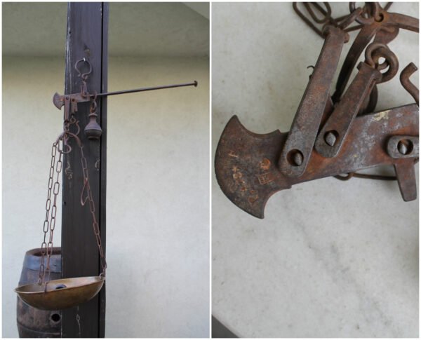 Svarstyklės antikvarinės prabuotos vienos lėkštės. Kaina 73